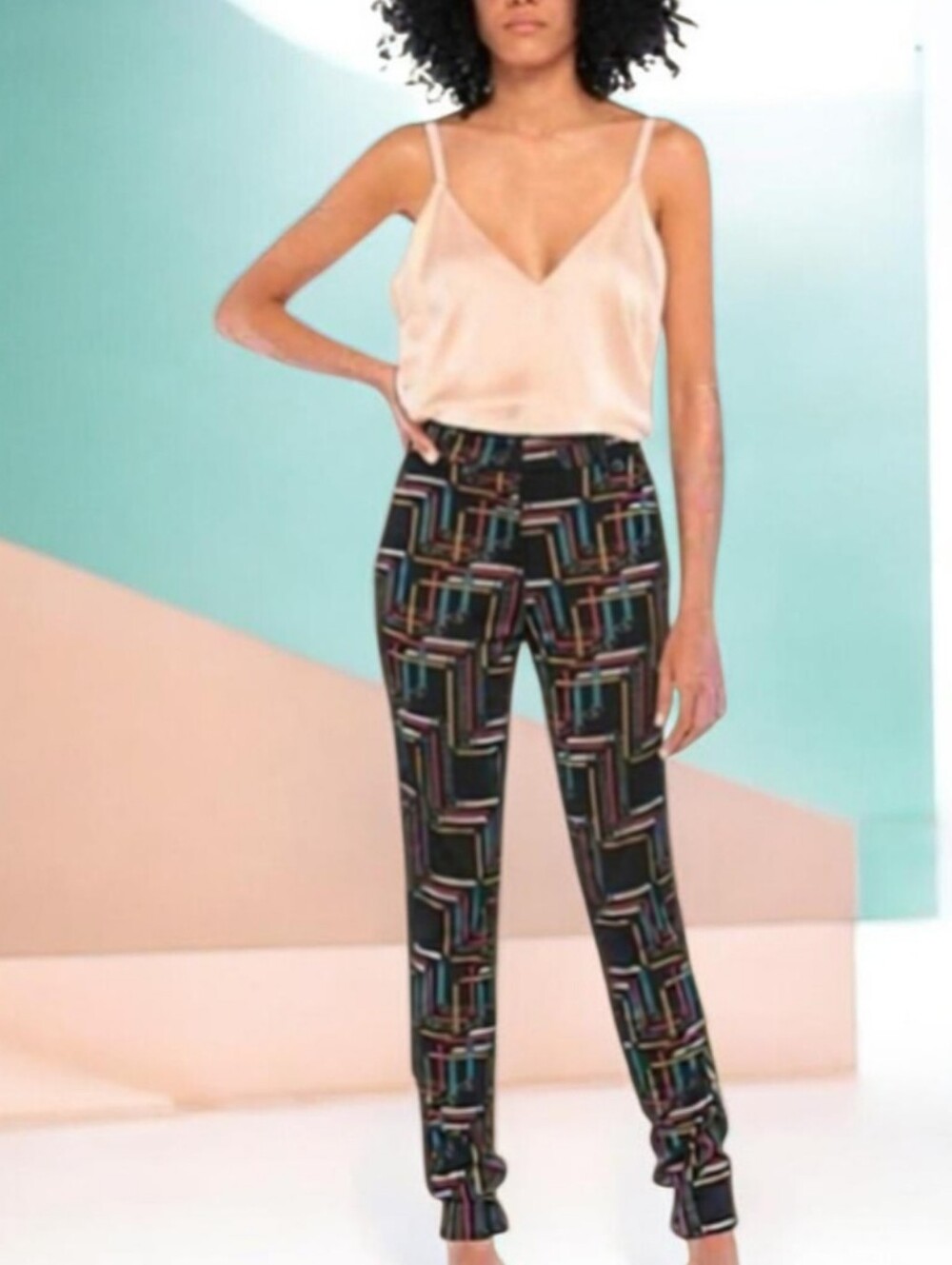 US8💙Anonyme Designers Black Geometric Skinny Pants